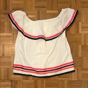 Lane Bryant Off-Shoulder Blouse with Red and Black Trim